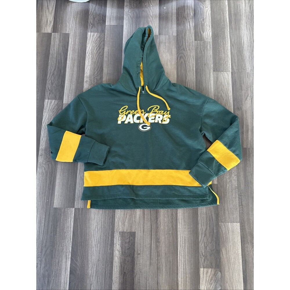 Green Bay‎ Packers NFL Women's Halftime Fleece Hoodie Sweatshirt Pull Over Sz XL